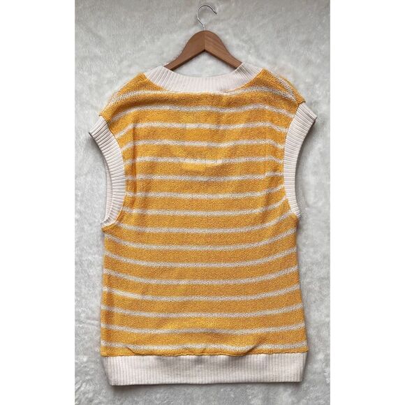 NWT Zara Yellow & White Striped Oversized V-Neck Knitted Sweater Vest, Medium - Picture 15 of 16